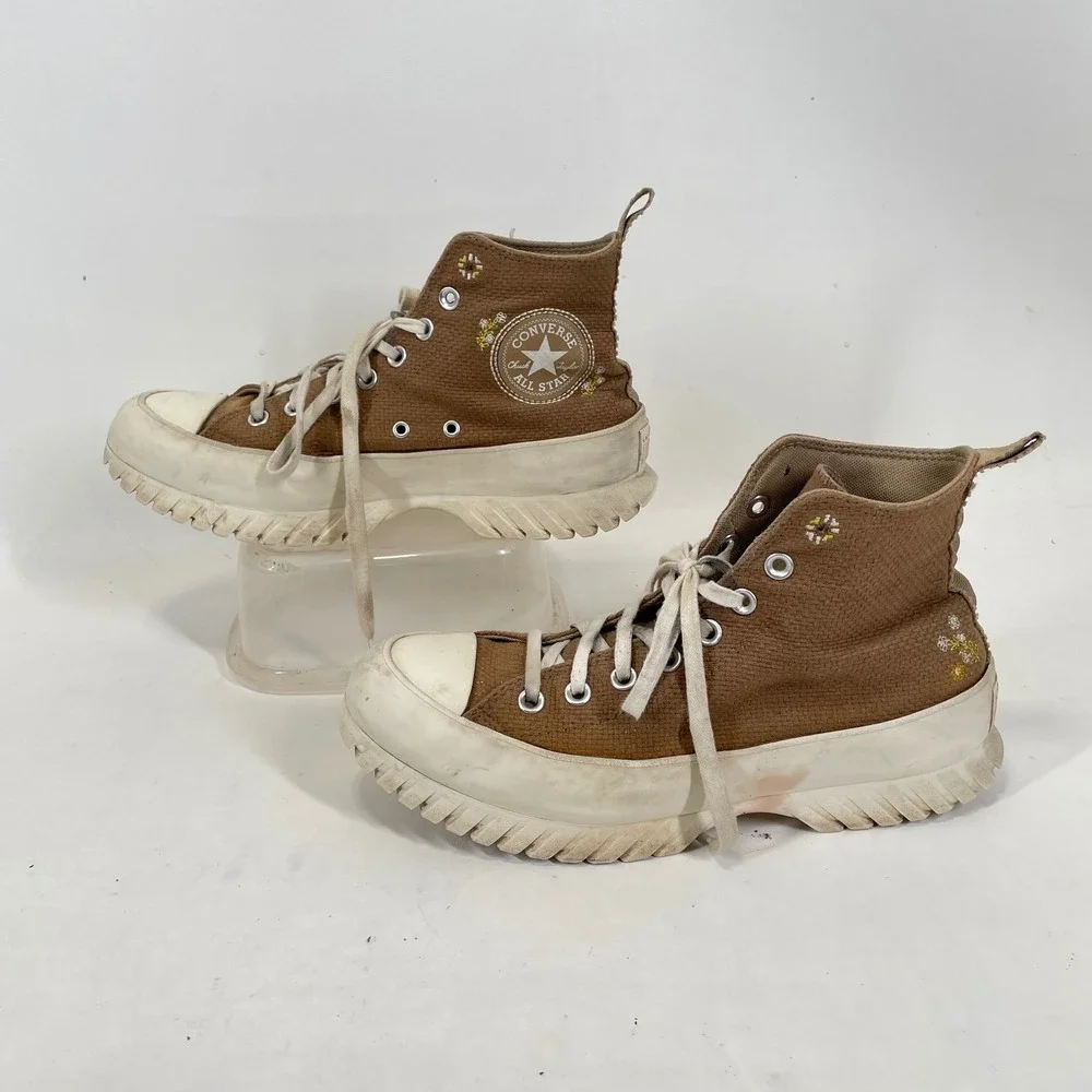 Converse Chuck Taylor All Star Lugged 2.0 Brown Floral High Top Womens 10 Chunky
